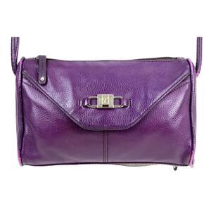 Tignanello PURPLE GENUINE LEATHER FLAP CROSSBODY ORGANIZER SHOULDER BAG HANDBAG